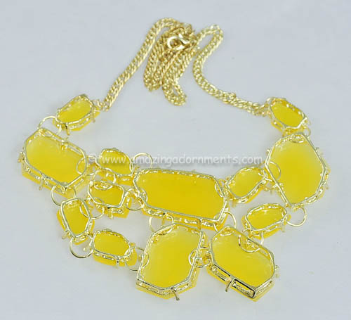 Contemporary Yellow Resin Bib Necklace