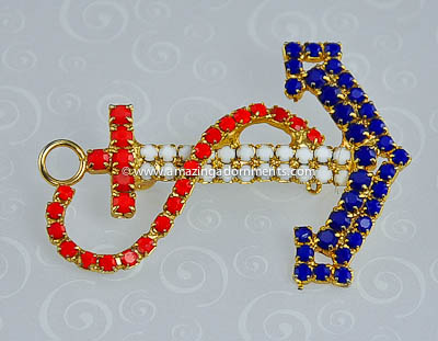 Vintage Red, White and Blue Anchor Pin