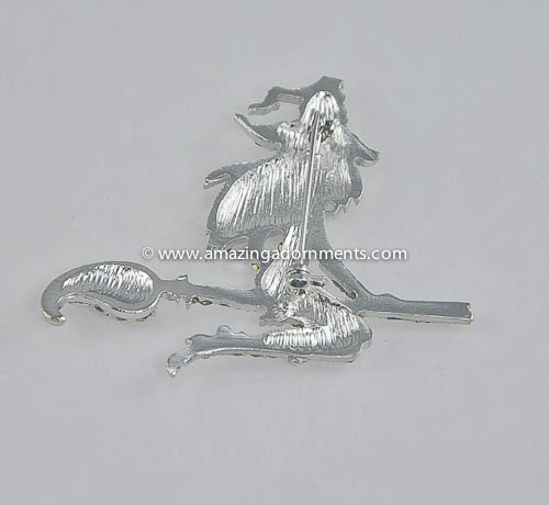 Crystal Halloween Witch Brooch