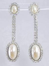 Lawrence Vrba Rhinestone and Faux Pearl Earrings