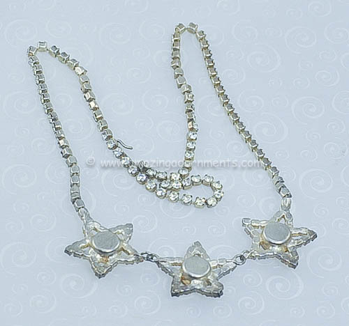 Vintage Clear Rhinestone Star Motif Necklace