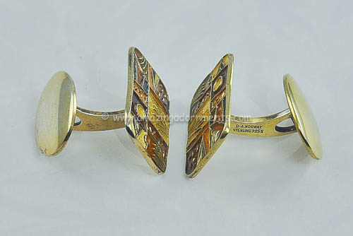 Vintage David Andesen Four Seasons Fall Sterling and Enamel Cufflinks