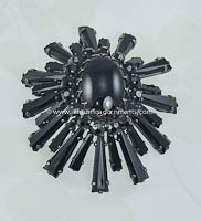 Vintage Signed Schreiner Black Glass Ruffle Pin