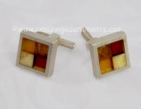 Marcin Zaremski Sterling and Amber Cufflinks