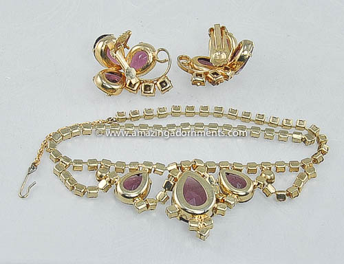 Vintage Unsigned Rhinestone and Glass Set