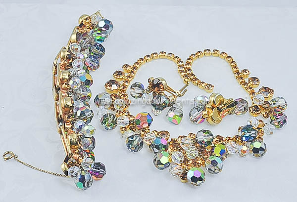 Vintage DeLizza and Elster Crystal Dangle Parure