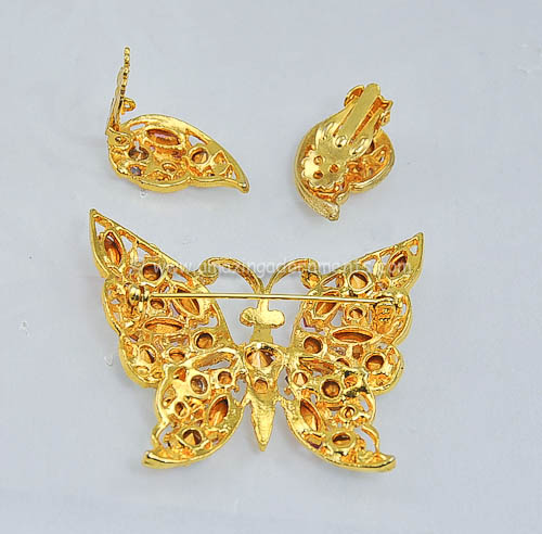 Vintage Rhinestone Butterfly Figural Set