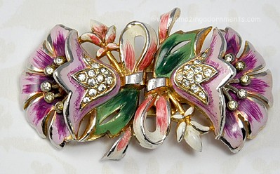 Coro Enamel and Rhinestone Duette