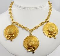 Chanel Golden Straw Hat Necklace