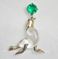 Trifari Sterling Jelly Belly Sea Lion Brooch