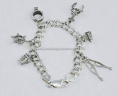 Contemporary Sterling Silver Charm Bracelet