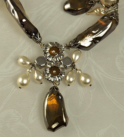 Louis Rousselet French Hollow Faux Pearl Necklace