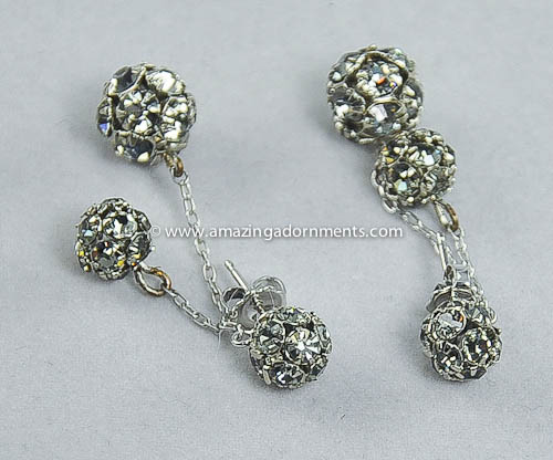 Smoke Rhinestone Disco Ball Earrings