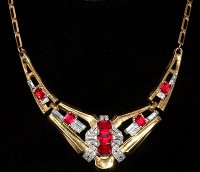 Louis Rousselet Paris 1950’s Pink Poured Glass Necklace