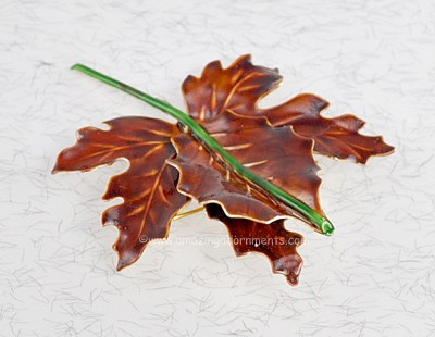 Original by Robert Vintage Enamel Leaf Brooch 