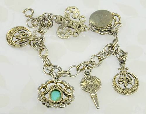 Vintage Charm Bracelet with Stones