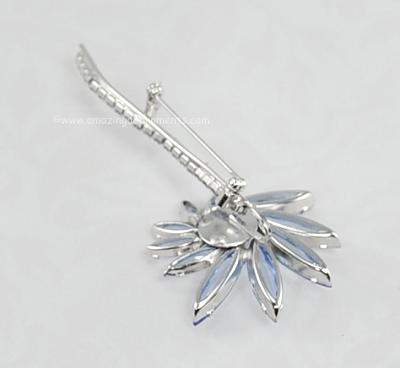 Blue Rhinestone Flower Pin