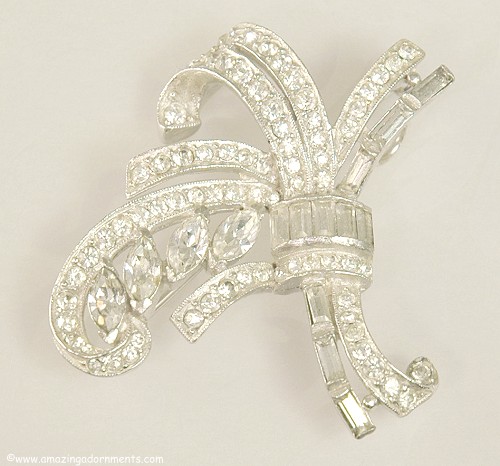 Rhinestone Bow Brooch