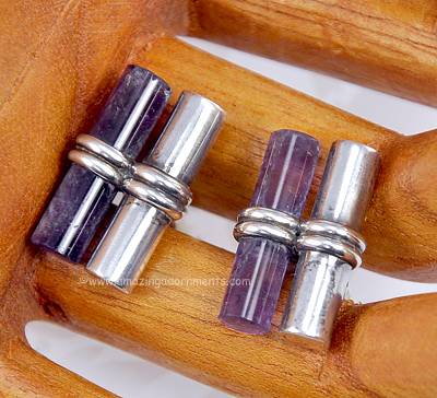 Antonio Pineda 970 Silver and Genuine Amethyst Cufflinks