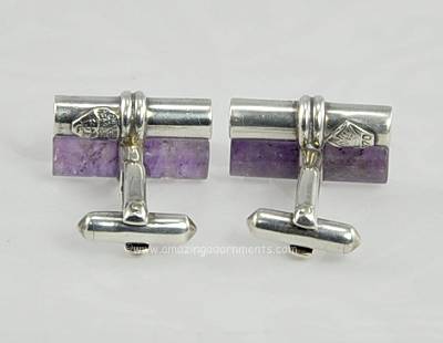 Antonio Pineda 970 Silver and Genuine Amethyst Cufflinks