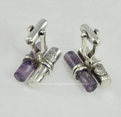 Antonio Pineda 970 Silver and Genuine Amethyst Cufflinks