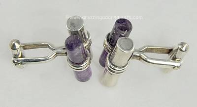 Antonio Pineda 970 Silver and Genuine Amethyst Cufflinks