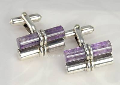 Antonio Pineda 970 Silver and Genuine Amethyst Cufflinks