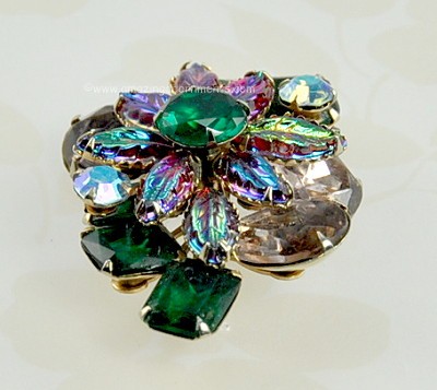 Vintage Rhinestone and Glass Brooch