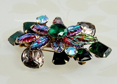 Vintage Rhinestone and Glass Brooch