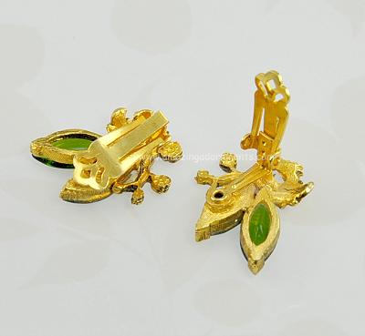 Vintage Green Rhinestone Earrings