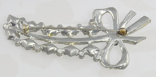 Art Deco Era Pot Metal and Rhinestone Brooch 