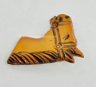 Vintage Plastic Horse Head Brooch