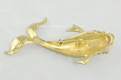 Vintage Polka Dot Enamel Koi Fish Brooch