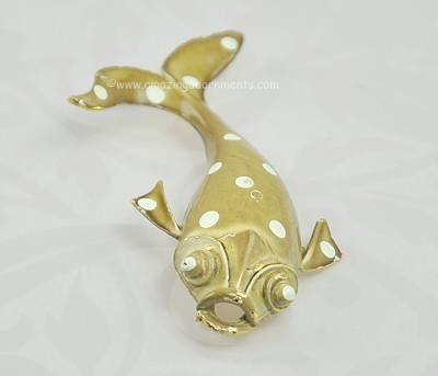 Vintage Polka Dot Enamel Koi Fish Pin