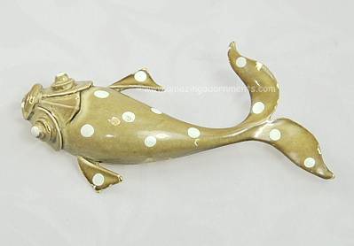 Vintage Polka Dot Enamel Koi Fish Brooch