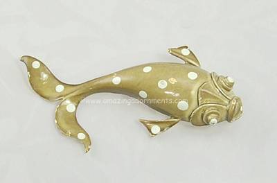 Vintage Polka Dot Enamel Koi Fish Pin