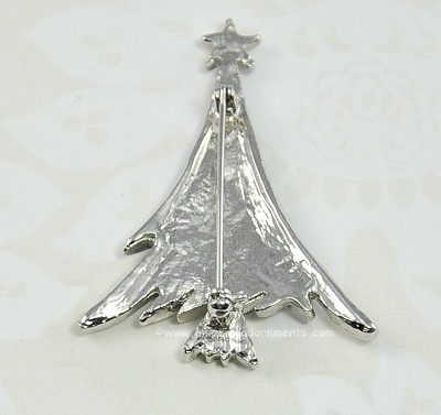 Green Enamel and Rhinestone Christmas Tree Pin
