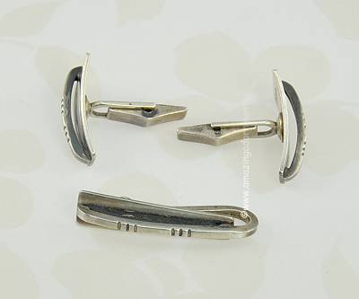 Jules Brenner Modernist Sterling Cufflink Set