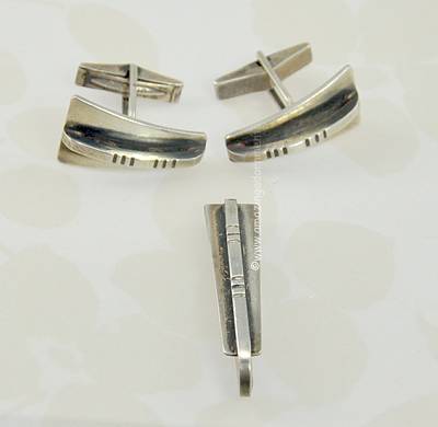 Jules Brenner Modernist Sterling Cufflink Set