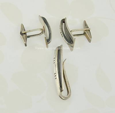 Jules Brenner Modernist Sterling Cufflink Set