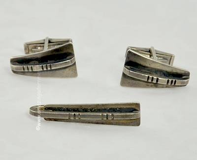 Jules Brenner Modernist Sterling Cufflink Set