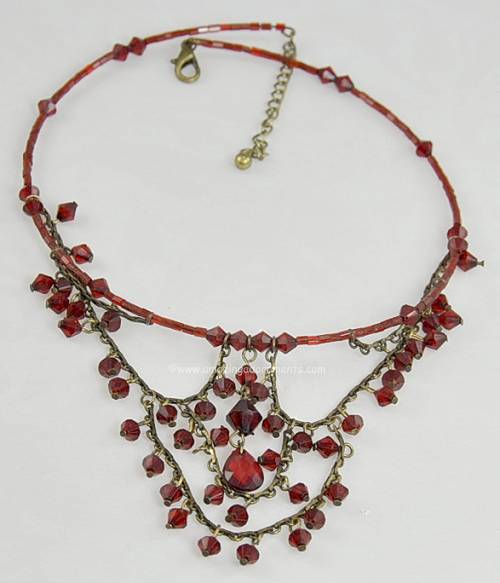 Contemporary Red Crystal Necklace