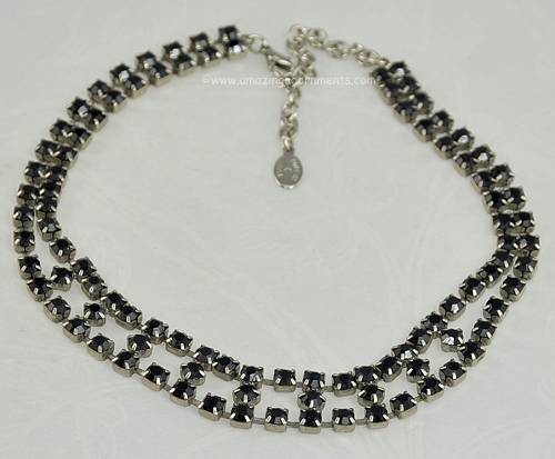 Contemporary Robert Rose Black Crystal Necklace