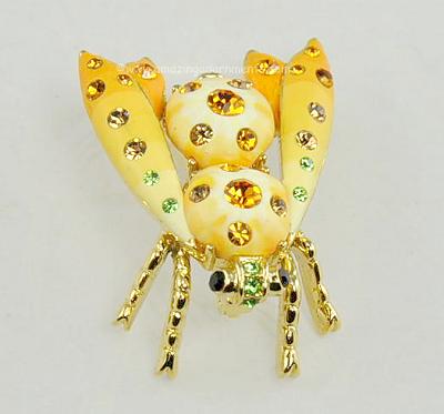 Appealing Multi- colored Rhinestone Studded Thermoplastic Insect Figural Pin
