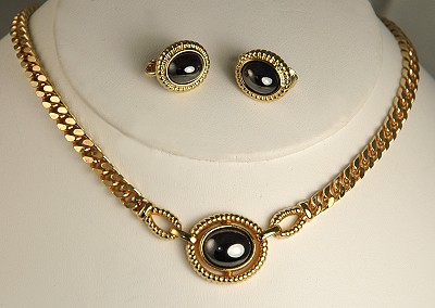 LOUIS FERAUD PARIS Gold- tone and Hematite Necklace and Earring Set -  Amazing Adornments