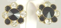 Stunning Vintage Clip- on Earrings in Black and White